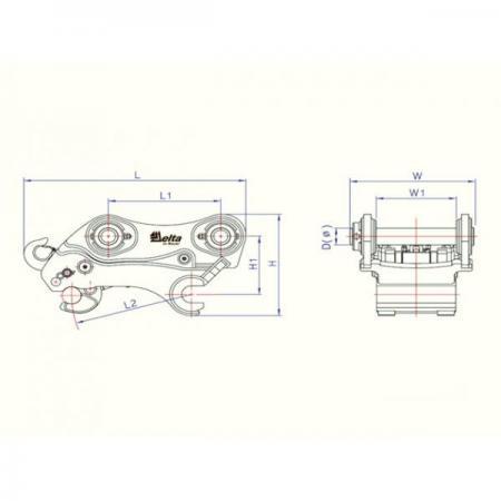 Быстросъемный механизм (быстросъём, БСМ) Quick Coupler (Квик-каплер) Delta QC200 (подходит только на DOOSAN 180-225)